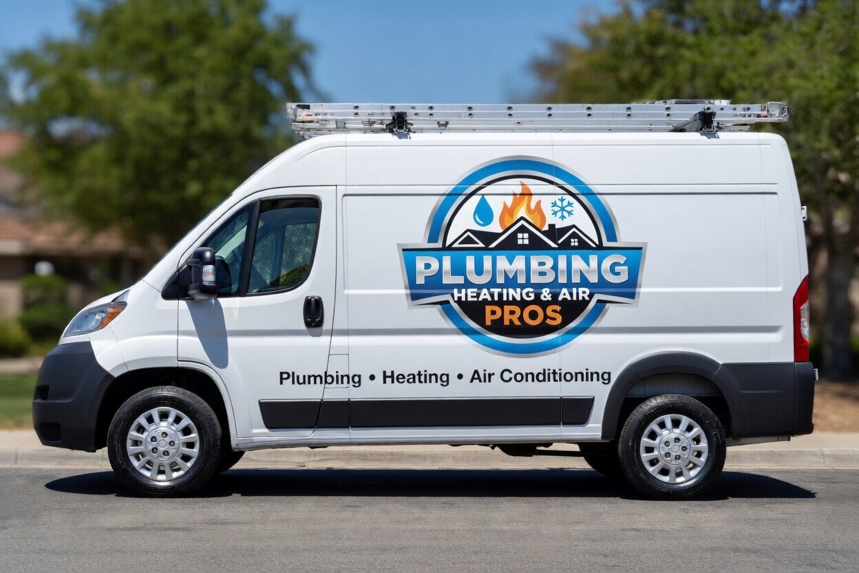 Local plumbing heating and air service van serving South San Francisco